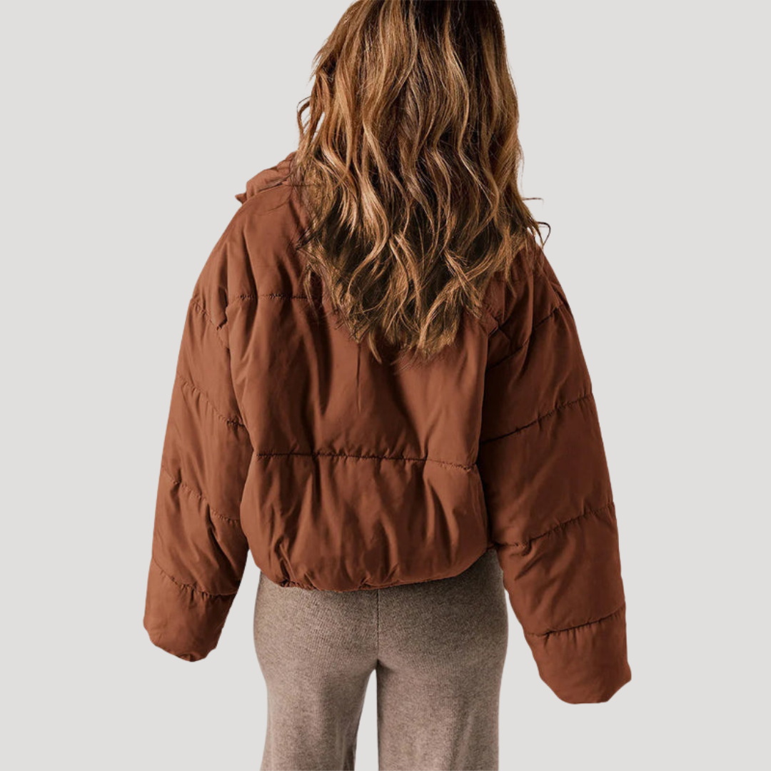 Women's Oversized Padded Puffer Jacket with Zip Front