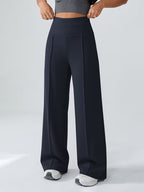Women's High Waisted Wide Leg Trousers with Elasticated Waist and Side Pockets
