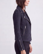 Women's Cropped Zip Front Lapel Collar Biker Jacket