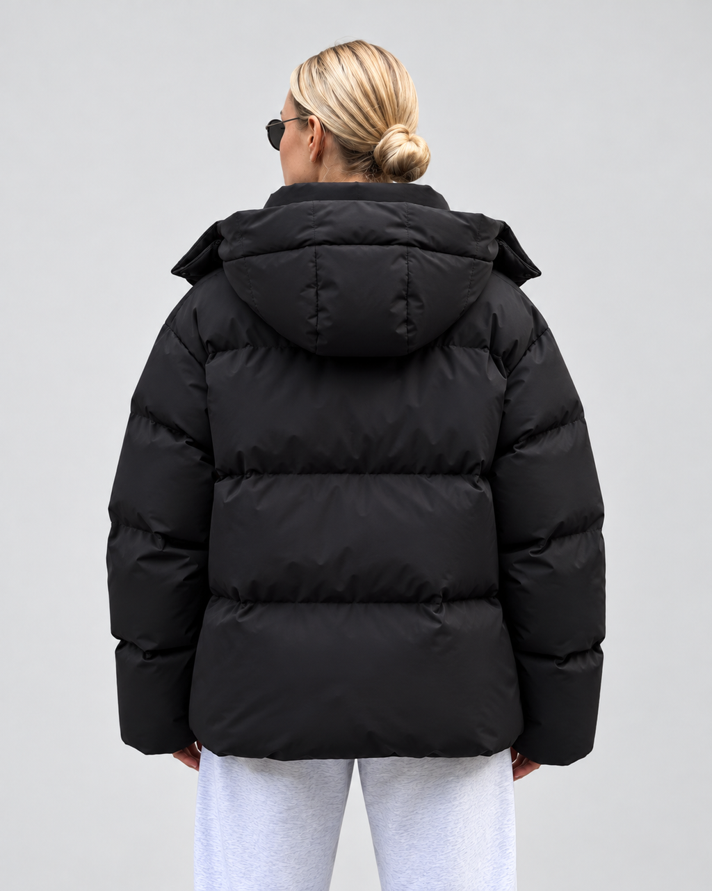Women’s Oversized Hooded Puffer Jacket with Zip Front and Drop Shoulders