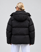 Women’s Oversized Hooded Puffer Jacket with Zip Front and Drop Shoulders
