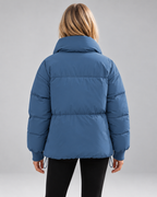 Women's Oversized Padded Puffer Jacket with High Funnel Neck and Drawcord Hem