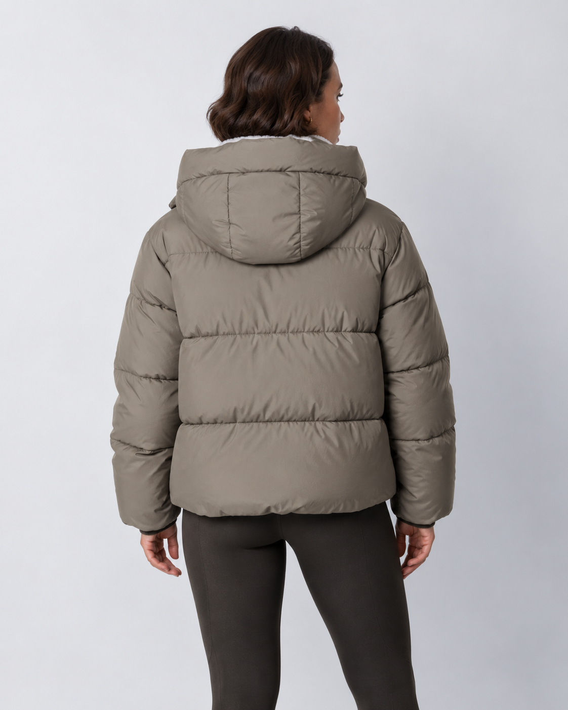 Women's Padded Hooded Puffer Jacket with Fleece Lining and Pockets