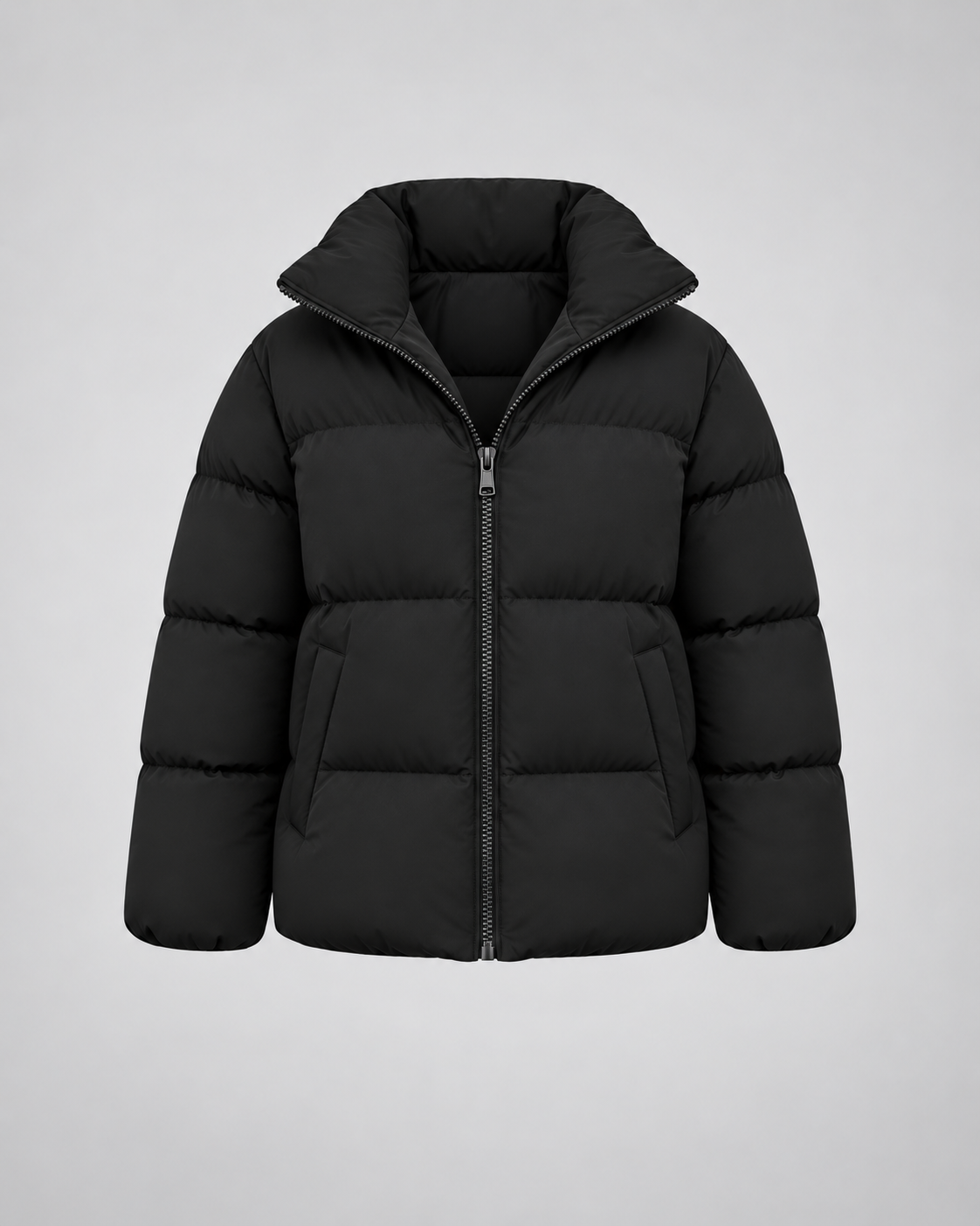 Women's Hooded Padded Puffer Jacket with Pockets and Zip Front