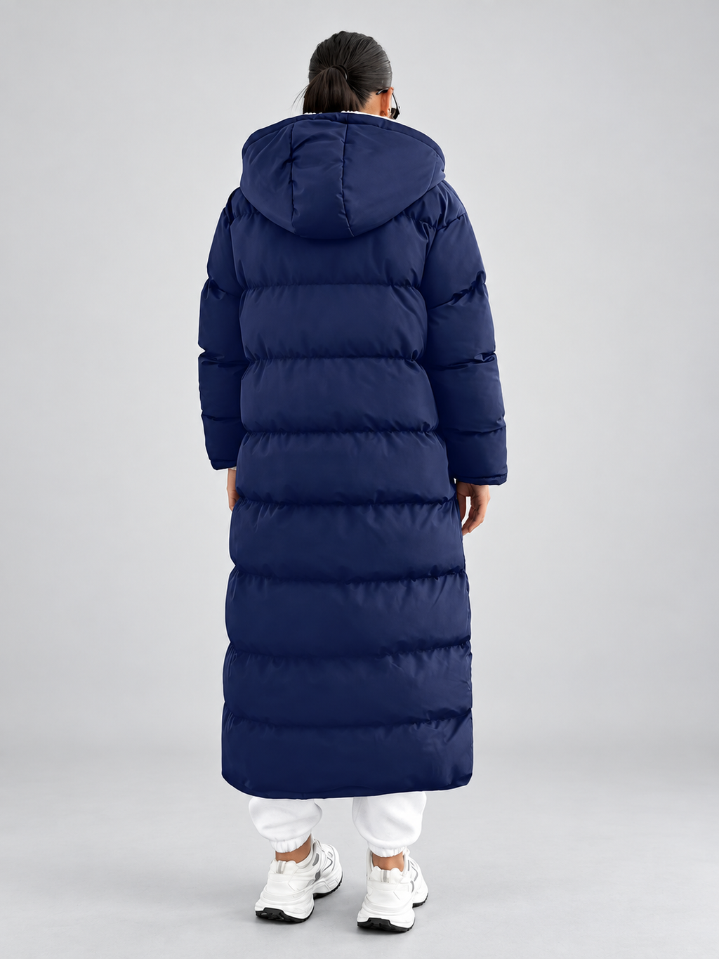 Women's Maxi Puffer Coat with Sherpa Lined Hood and Zip Front