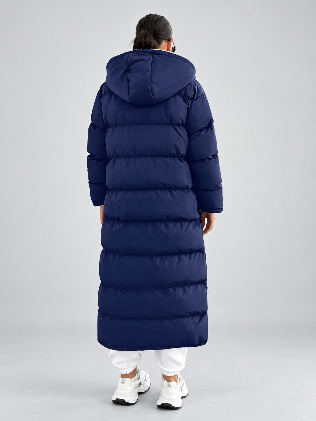 Women's Maxi Puffer Coat with Sherpa Lined Hood and Zip Front