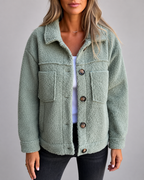 Women's Teddy Fleece Shacket with Button Front