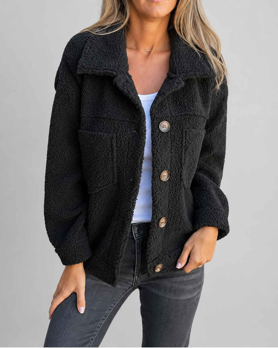 Women's Teddy Fleece Shacket with Button Front