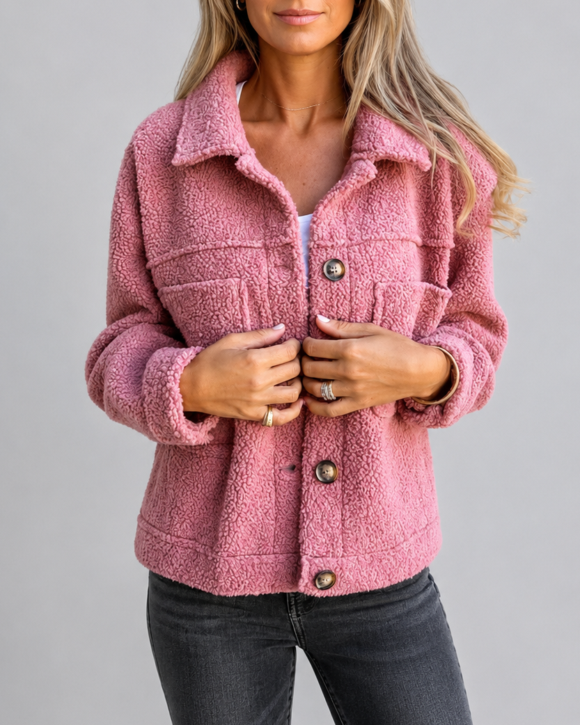 Women's Teddy Fleece Shacket with Button Front