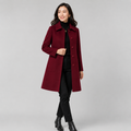Women's wool blend longline coat with a button front and side pockets