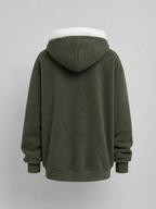 Women's Oversized Sherpa Fleece Jacket with Hood and Zip Front