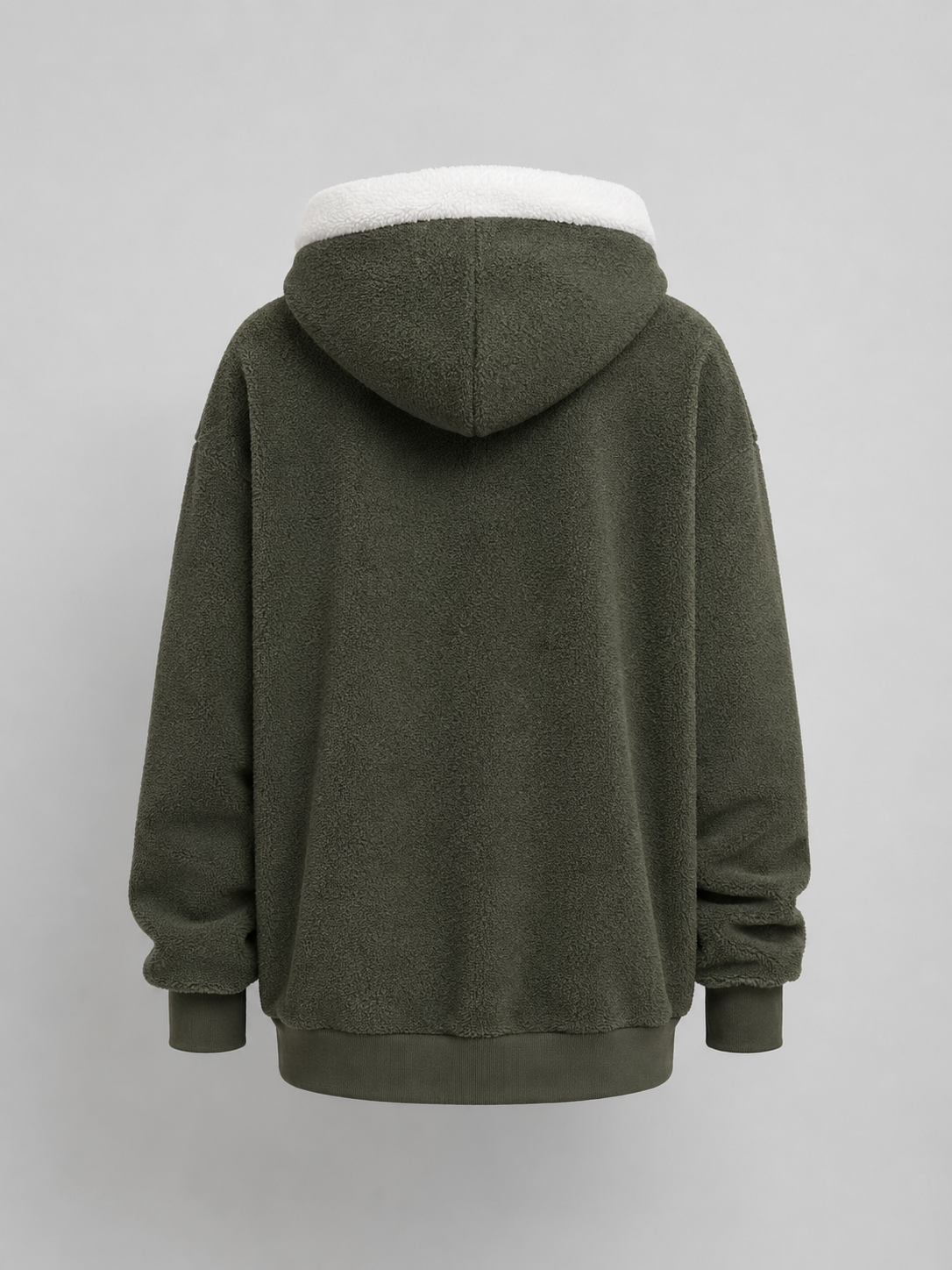 Women's Oversized Sherpa Fleece Jacket with Hood and Zip Front