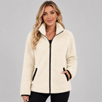Women's Teddy Fleece Jacket with Stand Collar and Pockets