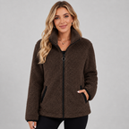 Women's Teddy Fleece Jacket with Stand Collar and Pockets