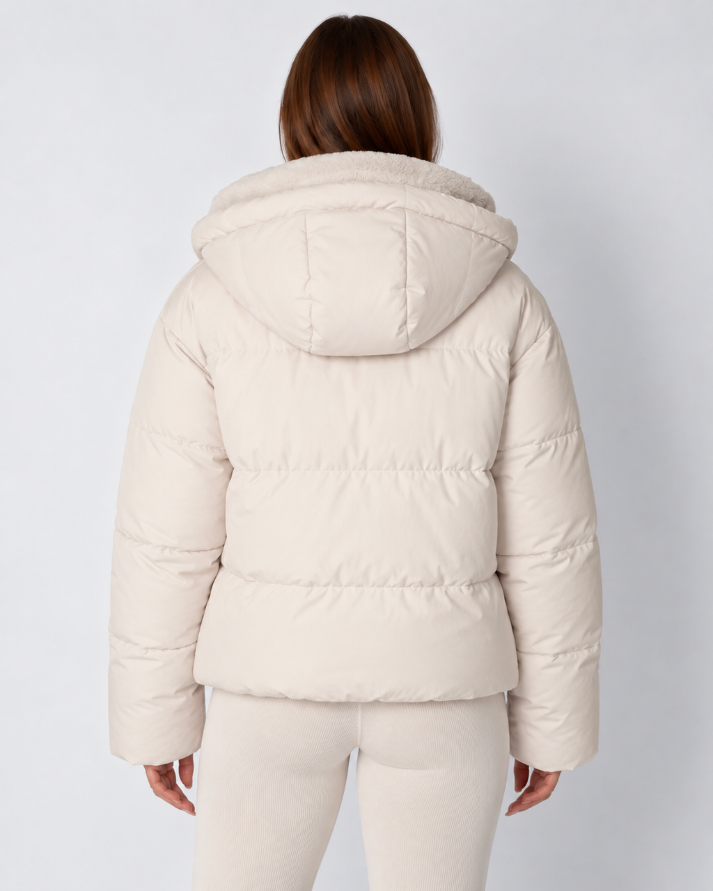 Women's Padded Hooded Puffer Jacket with Fleece Lining and Pockets