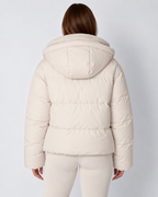 Women's Padded Hooded Puffer Jacket with Fleece Lining and Pockets