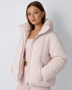 Women's Padded Hooded Puffer Jacket with Fleece Lining and Pockets
