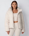 Women's Padded Hooded Puffer Jacket with Fleece Lining and Pockets