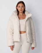 Women's Padded Hooded Puffer Jacket with Fleece Lining and Pockets