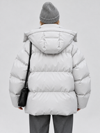 Women’s Oversized Hooded Puffer Jacket with Zip Front and Drop Shoulders