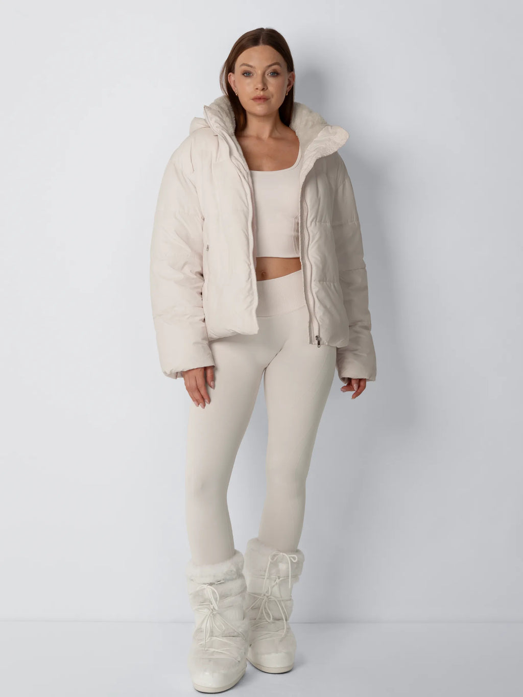 Women's Padded Hooded Puffer Jacket with Fleece Lining and Pockets