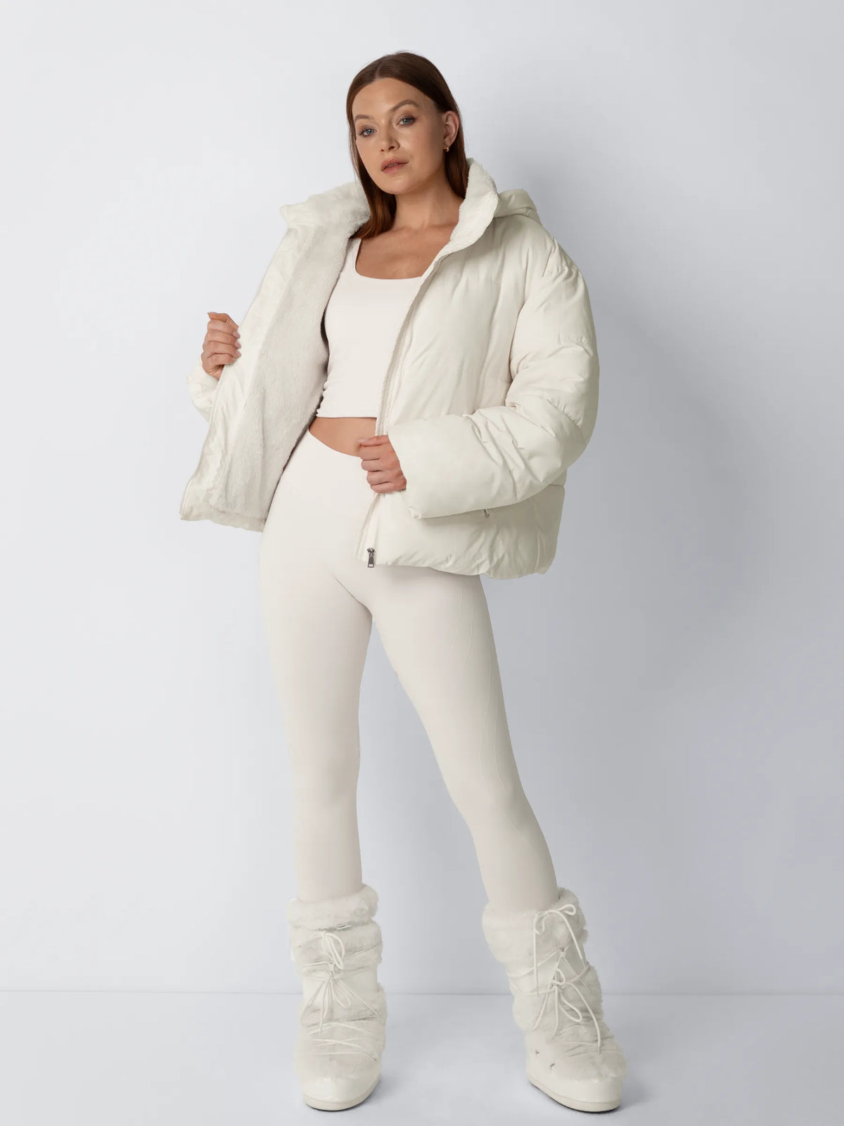 Women's Padded Hooded Puffer Jacket with Fleece Lining and Pockets