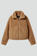 Women's Teddy Fleece Jacket with Stand Collar and Zip Front