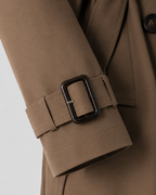 Women's Long Belted Trench Coat with Lapel Collar