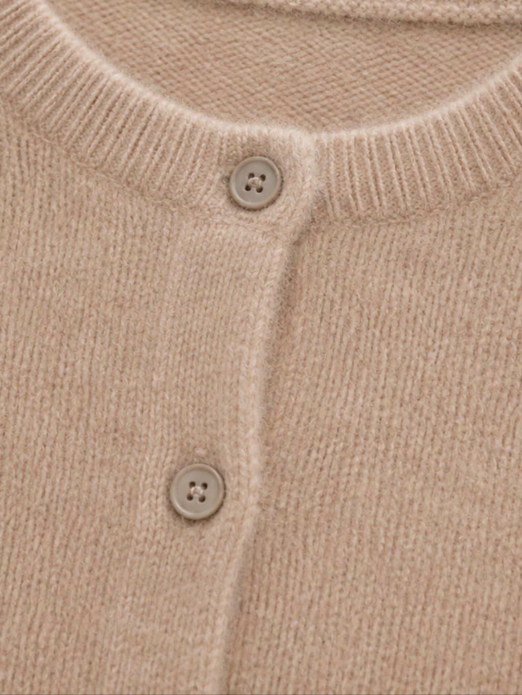 Women's Knit Cardigan with Round Neck and Button Front
