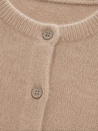 Women's Knit Cardigan with Round Neck and Button Front