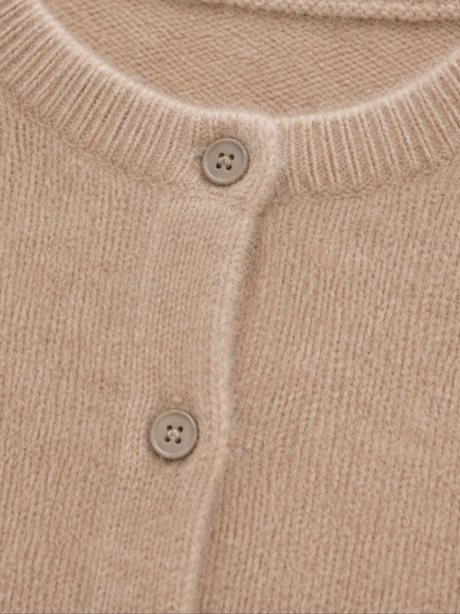 Women's Knit Cardigan with Round Neck and Button Front