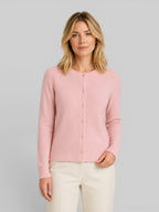 Women's Knit Cardigan with Round Neck and Button Front