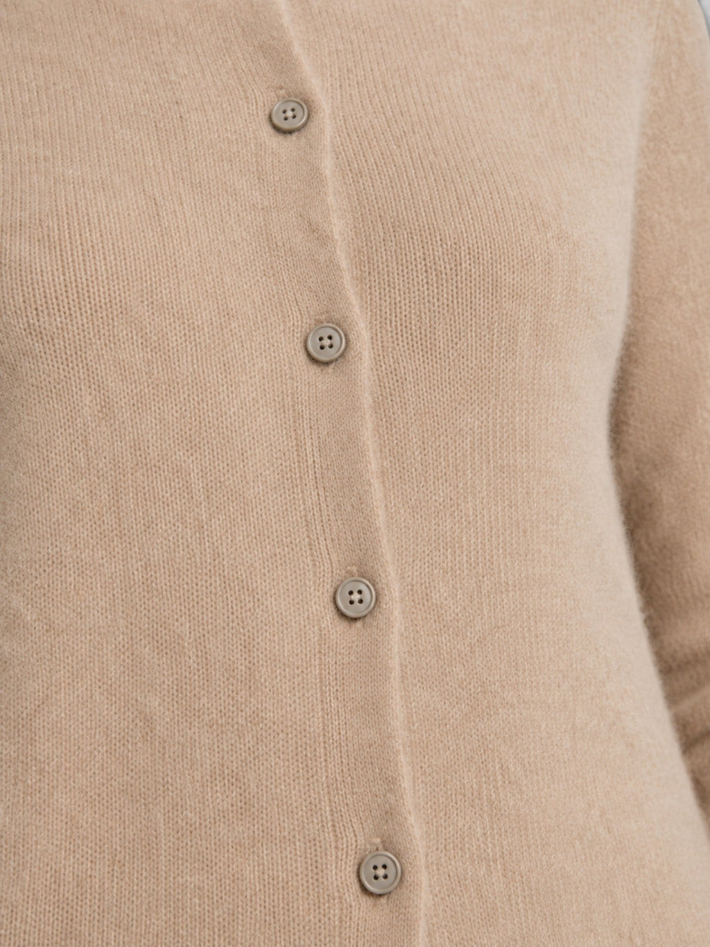Women's Knit Cardigan with Round Neck and Button Front