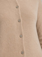 Women's Knit Cardigan with Round Neck and Button Front