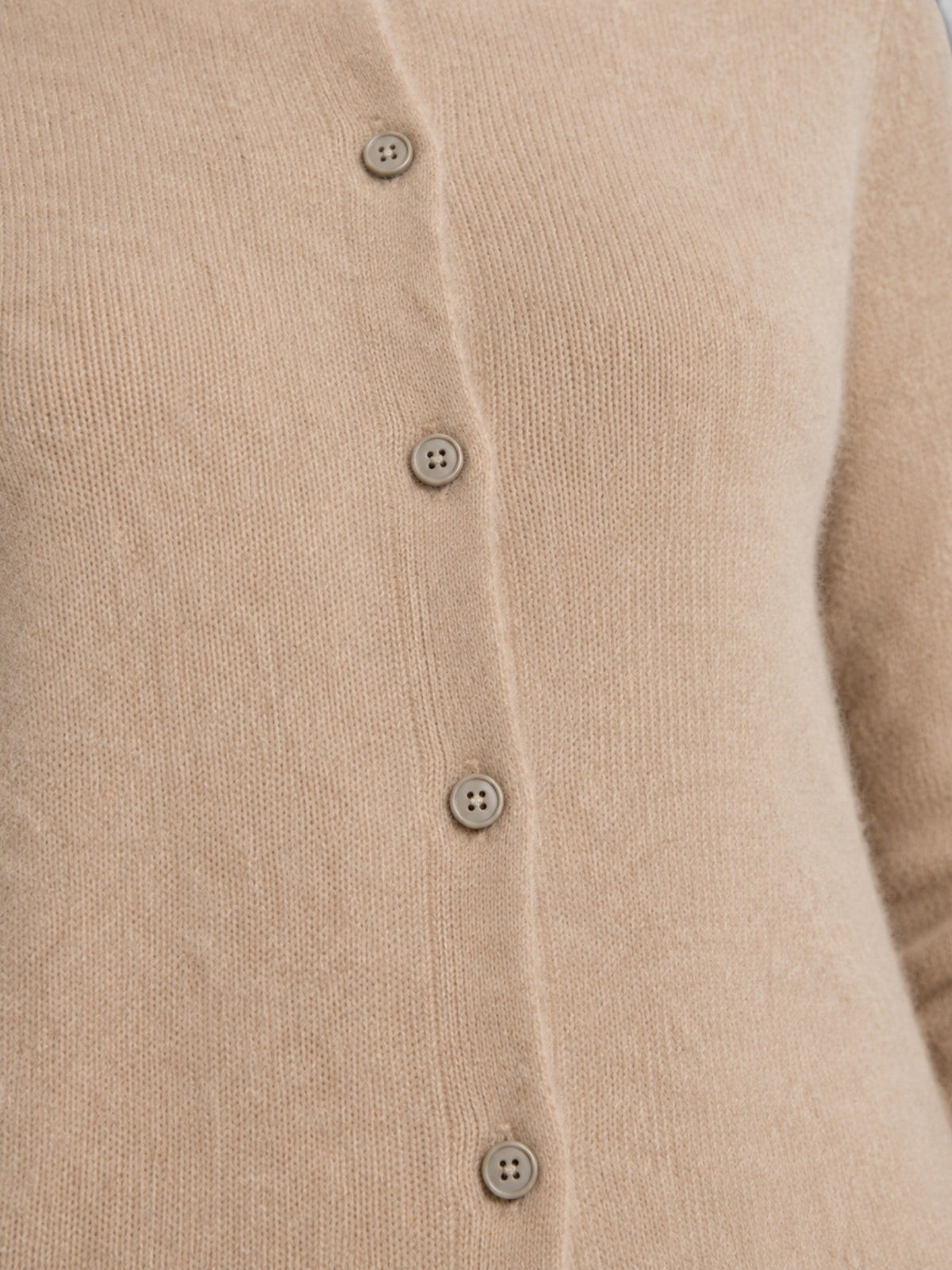 Women's Knit Cardigan with Round Neck and Button Front