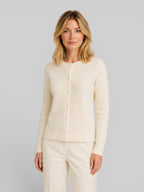 Women's Knit Cardigan with Round Neck and Button Front