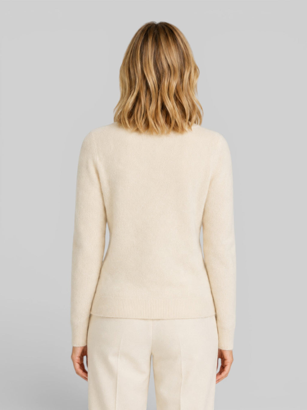 Women's Knit Cardigan with Round Neck and Button Front