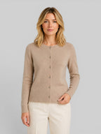 Women's Knit Cardigan with Round Neck and Button Front