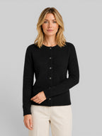 Women's Knit Cardigan with Round Neck and Button Front