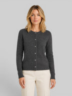 Women's Knit Cardigan with Round Neck and Button Front