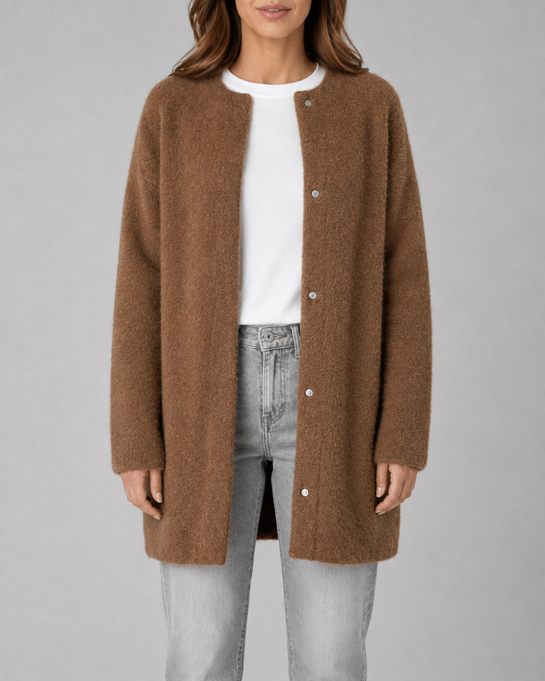 Women's Longline Button Front Knit Cardigan
