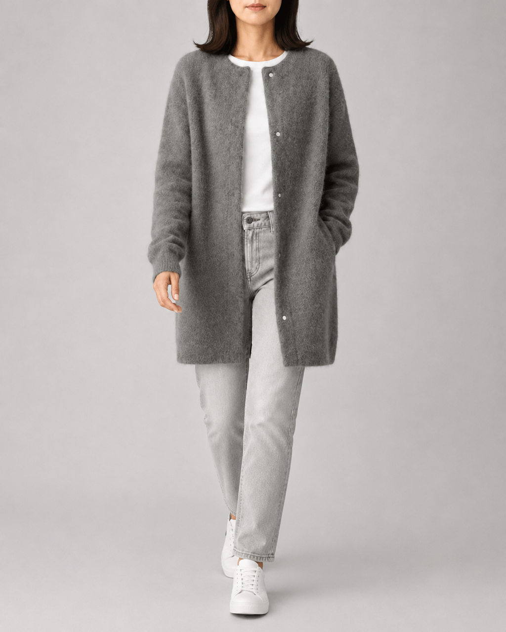 Women's Longline Button Front Knit Cardigan