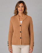 Women's Button Front Knit Cardigan with Shawl Collar and Pockets