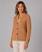 Women's Button Front Knit Cardigan with Shawl Collar and Pockets
