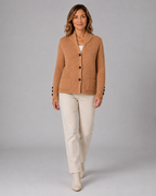Women's Button Front Knit Cardigan with Shawl Collar and Pockets