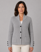 Women's Button Front Knit Cardigan with Shawl Collar and Pockets