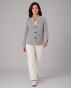 Women's Button Front Knit Cardigan with Shawl Collar and Pockets