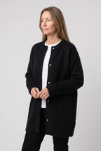 Women's Brushed Knit Longline Cardigan with Button Front