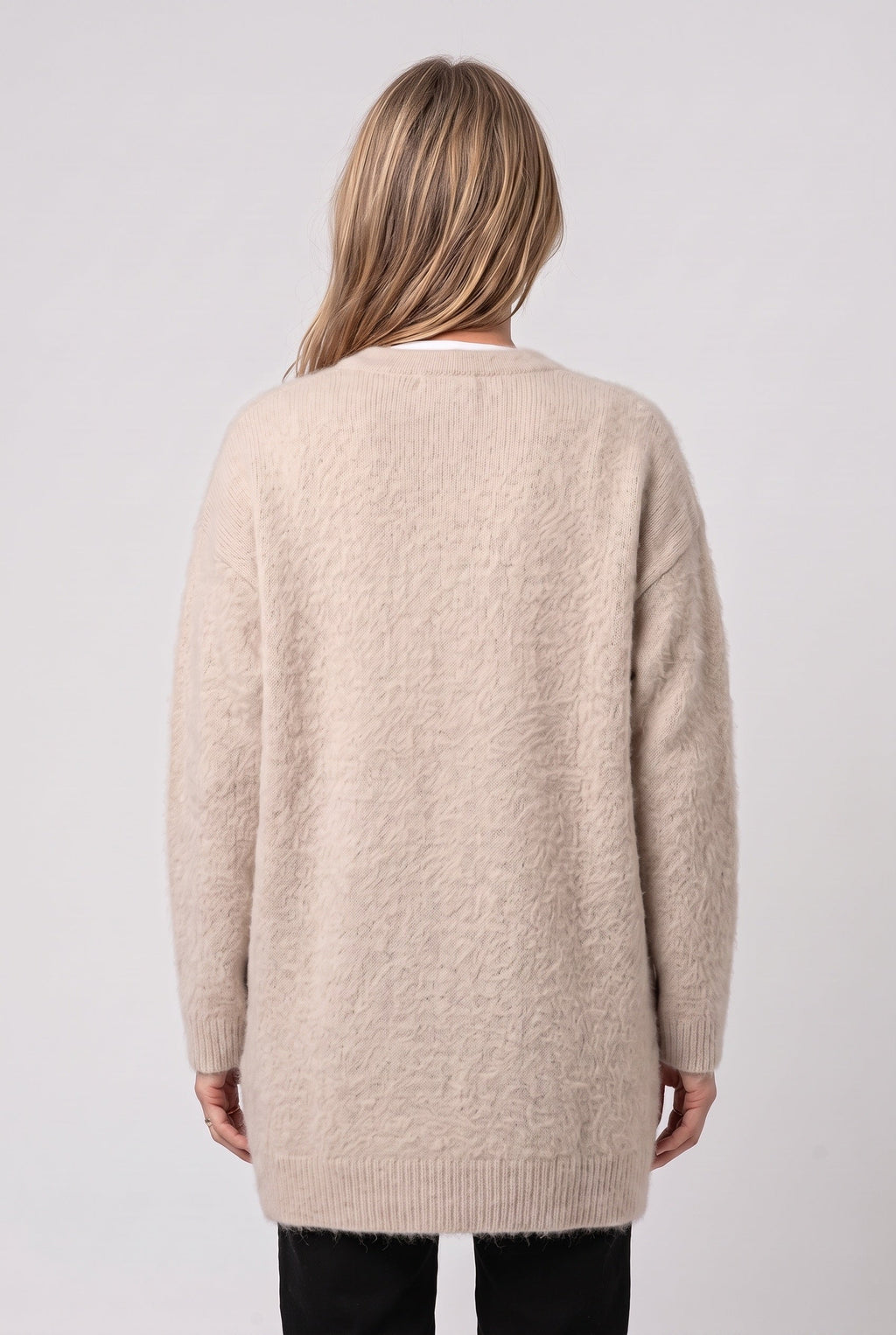 Women's Brushed Knit Longline Cardigan with Button Front