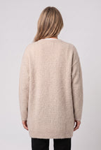 Women's Brushed Knit Longline Cardigan with Button Front